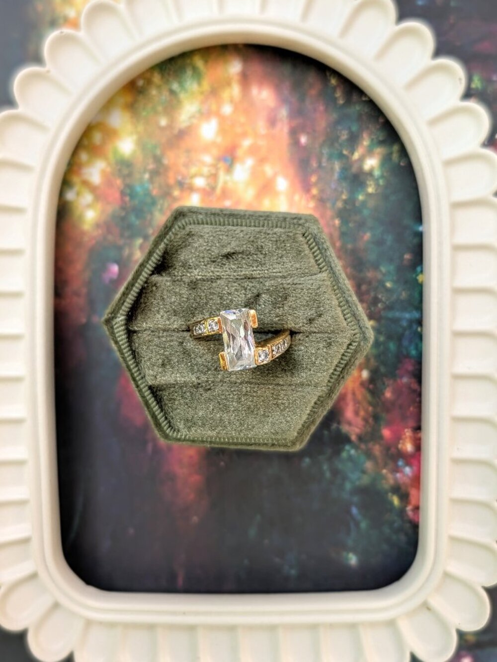 Vintage 12K GF Gold Ring Asymmetrical Design & Sparkling CZ Stone size 8